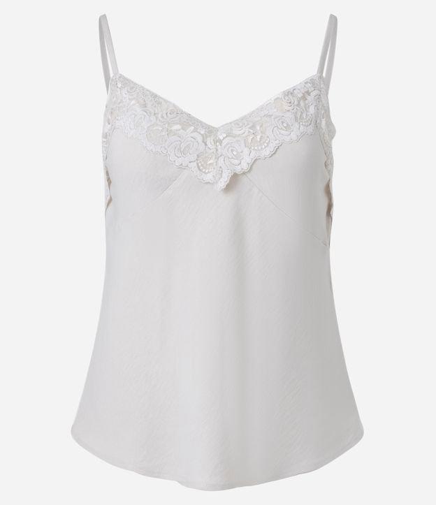 Blusa de Alça Fina com Renda no Decote - 1