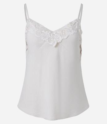 Blusa de Alça Fina com Renda no Decote