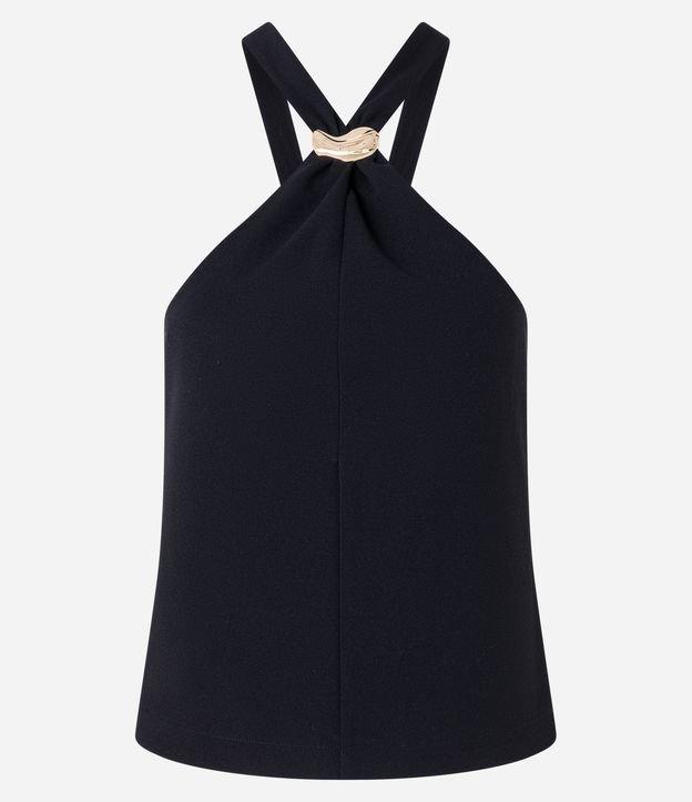 Blusa em Crepe com Aviamento e Franzido na Gola Halter - 1