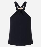 Blusa em Crepe com Aviamento e Franzido na Gola Halter - 1