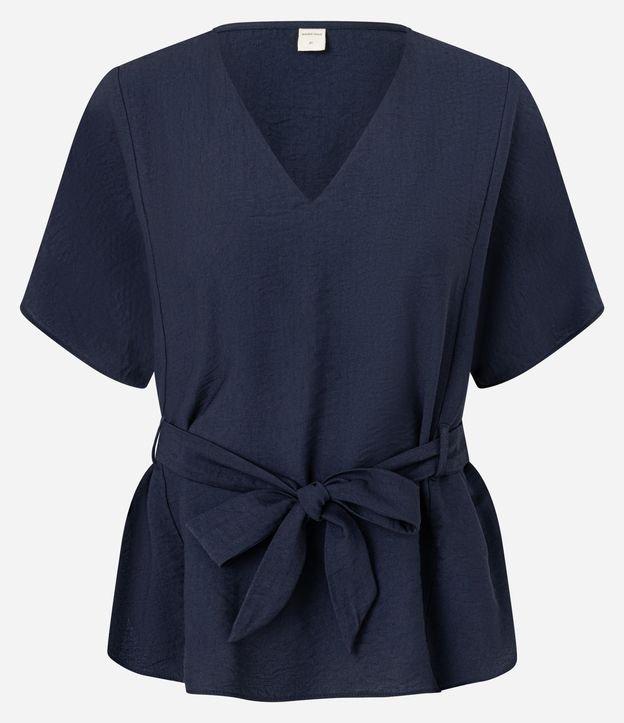 Blusa em Crepe com Decote V e Amarração na Cintura - 1
