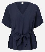 Blusa em Crepe com Decote V e Amarração na Cintura - 1