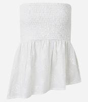 Blusa em Cambraia com Lastex e Bordado na Barra Assimétrica - 1