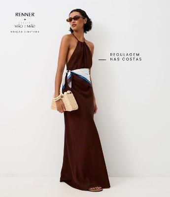 Vestido Longo em Viscolinho com Aviamento nas Costas