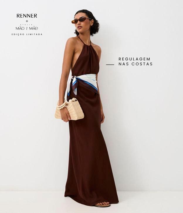 Vestido Longo em Viscolinho com Aviamento nas Costas - 1