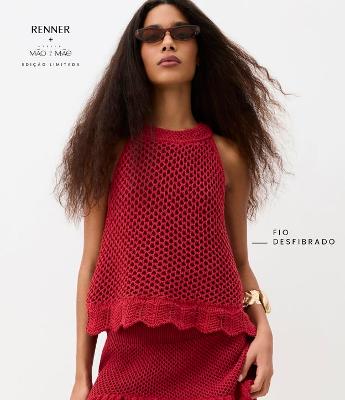 Blusa em Tricô com Ponto Vazado com Barra Trabalhada