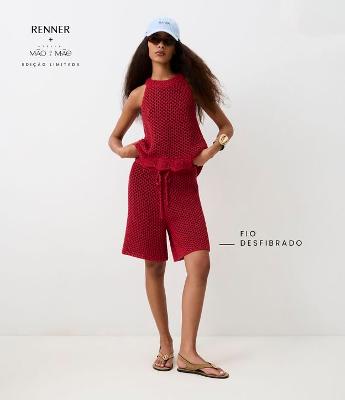 Bermuda em Tricô com Ponto Vazado