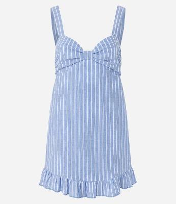 Vestido Curto com Listras Finas e Decote Coração