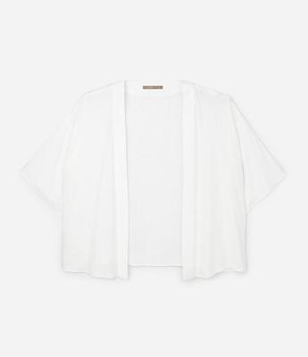 Kimono em Viscose com Jacquard de Folhagens Curve & Plus Size