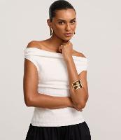 Blusa Texturizada com Decote Ombro a Ombro - 1