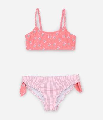 Biquíni Infantil em Microfibra com Estampa de Cerejas - Tam 1 a 4 Anos