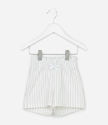 Short Infantil Clochard em Algodão com Estampa de Listras - Tam 1 a 6 Anos