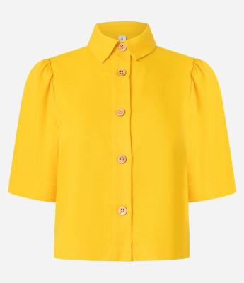 Camisa Boxy em Viscose com Mangas Bufantes