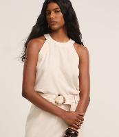 Blusa em Viscolinho com Gola Halter e Costura Aparente - 1