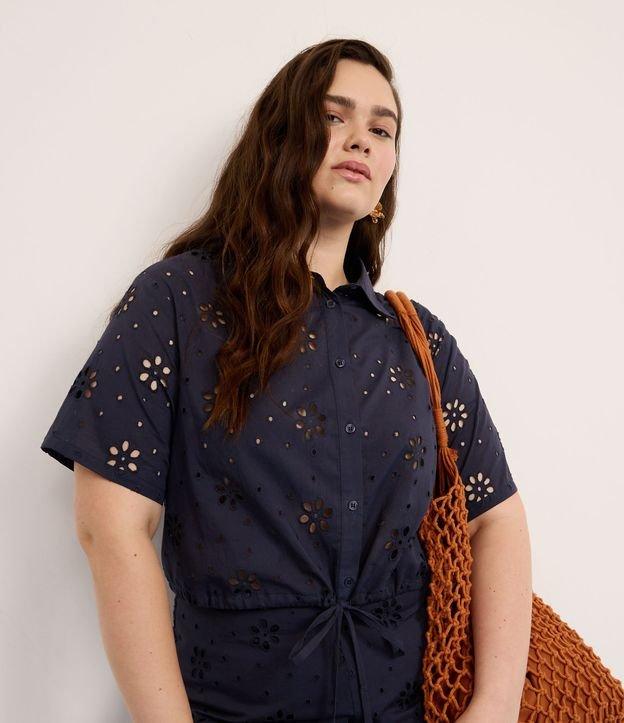 Camisa Cropped em Laise com Amarração na Barra Curve & Plus Size - 1