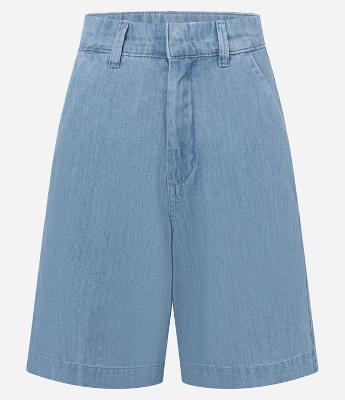 Bermuda Cintura Alta em Jeans com Cós Alfaiatado
