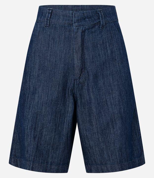 Bermuda Cintura Alta em Jeans com Cós Alfaiatado - 1
