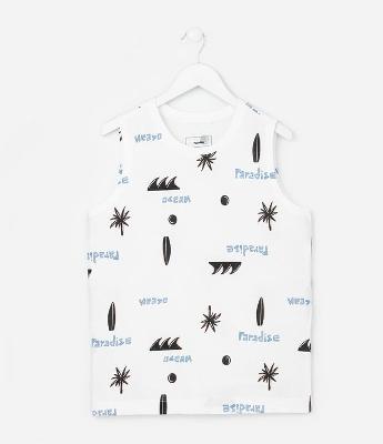 Regata Infantil com Estampa Tropical - Tam 5 a 14 Anos