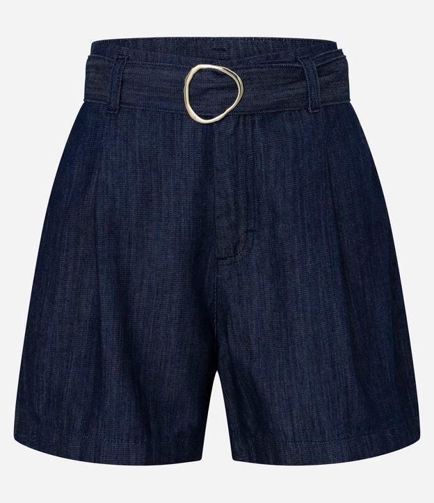Short Cintura Alta em Jeans com Fivela Diiferenciada no Cinto - 1