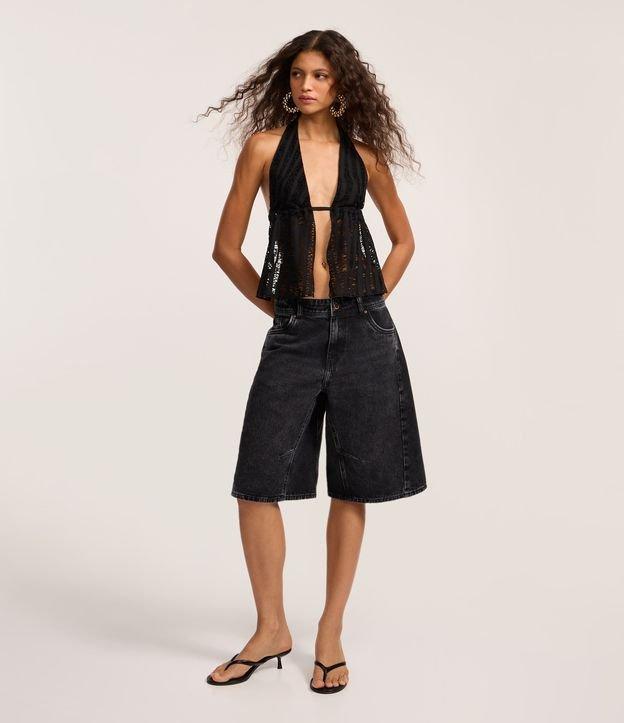 Bermuda Jorts em Jeans com Recortes - 2