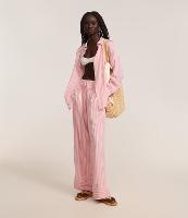 Calça Reta Fluida em Cambraia com Listras Verticais - 1