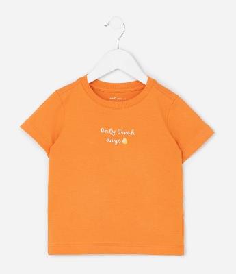 Camiseta Infantil com Bordado Lettering e Limão  - Tam 1 a 6 Anos