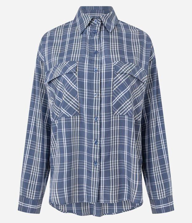 Camisa Alfaiatada com Estampa Xadrez Bolsos e Recortes - 1