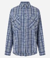 Camisa Alfaiatada com Estampa Xadrez Bolsos e Recortes - 1