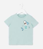 Camiseta Infantil com Bolso Estampado de Tubarão  - Tam 1 a 6 Anos - 1