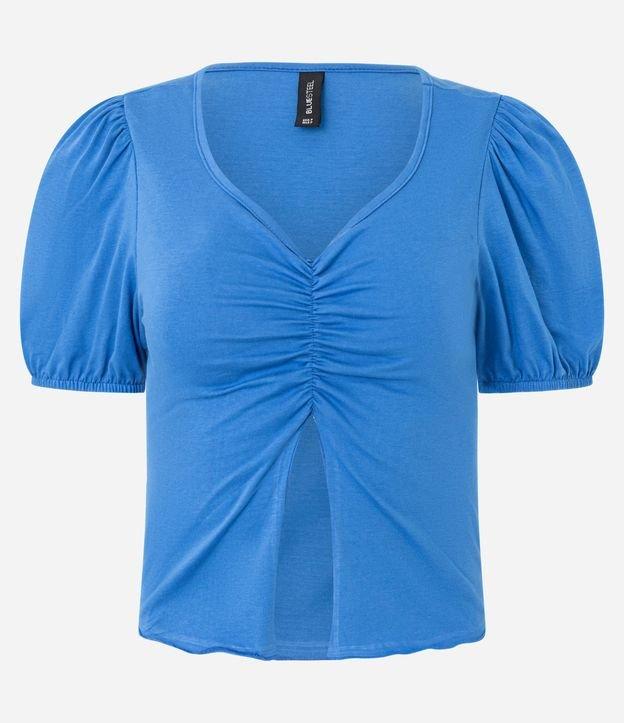 Blusa em Algodão com Detalhe Franzido e Fenda Frontal - 1