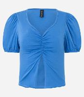 Blusa em Algodão com Detalhe Franzido e Fenda Frontal - 1