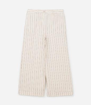 Calça Pantalona em Viscolinho Listrado Curve & Plus Size