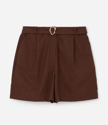 Bermuda em Viscolinho com Cinto e Fivela Orgânica Curve & Plus Size