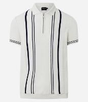 Camisa Polo Slim em Tricô com Listras Contrastantes  - 1