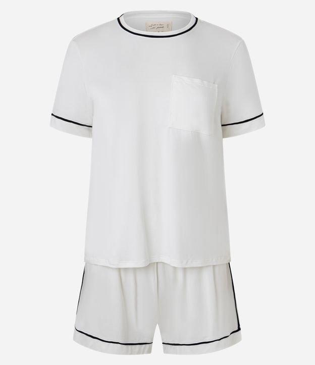 Pijama Short Doll em Viscose com Viés Contrastante - 1