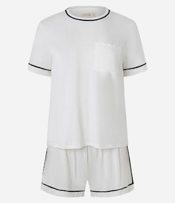 Pijama Short Doll em Viscose com Viés Contrastante