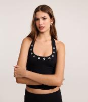 Blusa Frente Única em Ribana com Ilhoses na Gola - 2