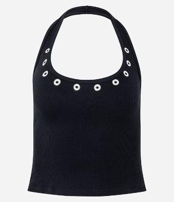 Blusa Frente Única em Ribana com Ilhoses na Gola