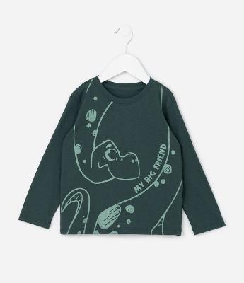 Camiseta Infantil com Estampa de Dinossauro - Tam 1 a 6 Anos