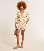 Short em Viscolinho com Cintura Alta Estampa de Abacaxi - 1