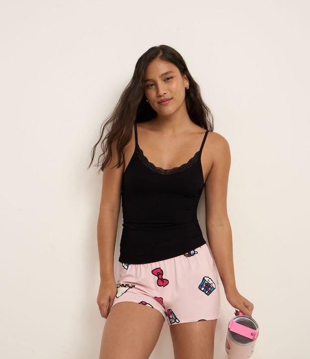 Pijama Short Doll em Ribana com Short Estampado Hello Kitty - 1