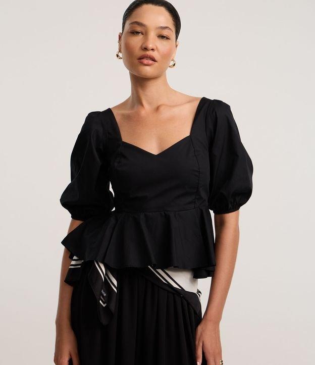 Blusa Peplum em Tricoline com Lastex nas Costas - 2