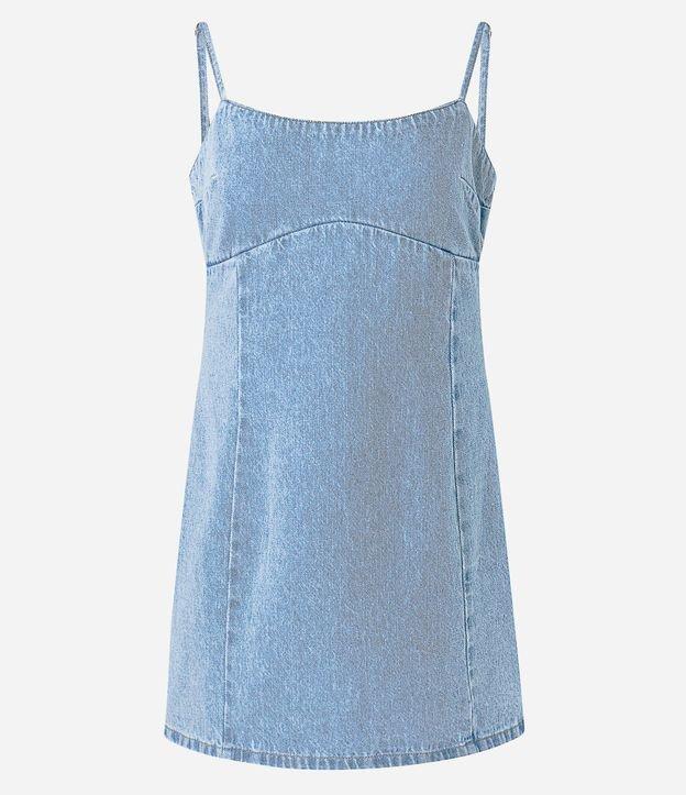 Vestido Tubinho Curto em Jeans com Alça Fina - 1