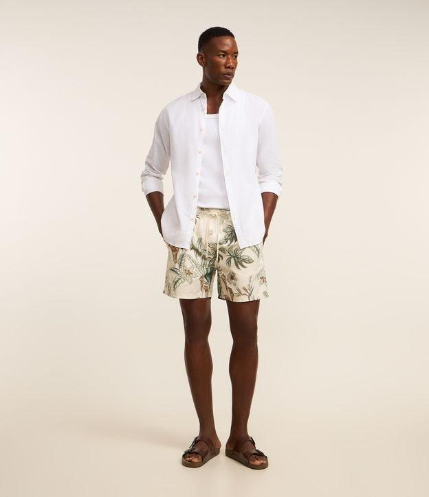 Bermuda de Praia em Microfibra com Estampa Floral - 1