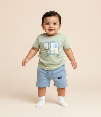 Camiseta Infantil com Estampa de Praia - Tam 0 a 18 Meses