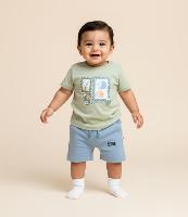 Camiseta Infantil com Estampa de Praia - Tam 0 a 18 Meses - 1