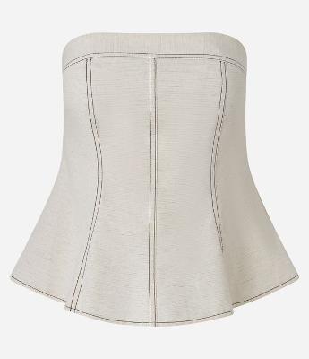 Blusa Peplum Sem Alça em Viscolinho com Costura Aparente