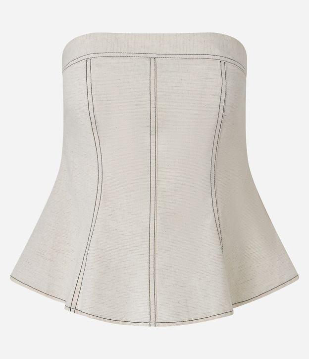 Blusa Peplum Sem Alça em Viscolinho com Costura Aparente - 1