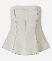 Blusa Peplum Sem Alça em Viscolinho com Costura Aparente - 1