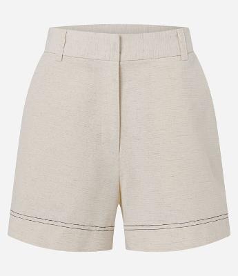 Short em Algodão com Linho com Pespontos Contrastates